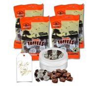 Delicious Treacle Toffee 4-Pack Bundle with Premium Screw Lid Tin & Gift Tag | Gift for Sweet Lovers - 600g in Total