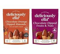 Deliciously ella Chocolate Orange Dipped Almonds and Chocolate Dipped Fruits & Nuts, 100% Plant-Based, Dairy Free