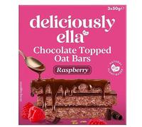 Deliciously Ella Chocolate Topped Raspberry Oat Bars 3 x 50g, Raspberry Flavour Oat Snack Bars with Chocolate Topping, 150g