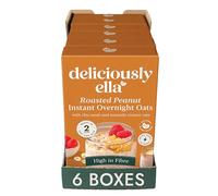 Deliciously Ella Instant Overnight Oats (6 x 360g Boxes) - Granola & Cereal - Gluten Free & Vegan - Natural Ingredients (6 x 360g, Roasted Peanut Instant Overnight Oats)