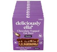 Deliciously Ella Raisin & Chocolate Topped Oat Bars, 12 x 50 g Bars | Made with Natural Ingredients, Gluten Free & Vegan Friendly for Guilt-Free Snacking