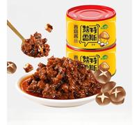 Delicous mushroom sauce, instant spicy and hot chilli paste, chopped colorful mushroom chilli paste 80g/can, Garlic pepper seasoning, Pickles, Side dish, Hotpot dipping sauce (Original flavor,2 cans)