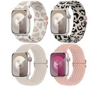 Delidigi Braided Stretchy Solo Loop for Apple Watch Straps 42/44/45/49mm | 4 Pack Comfortable Nylon Adjustable Elastic Sport Band for iWatch Series 12 11 10 9 8 7 6 5 Ultra 4 3 2 1 SE Women Men