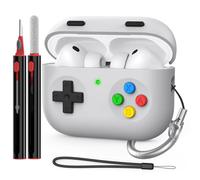 Delidigi for AirPods Pro 3 Case Cover Retro Handheld Game Console Design Silicone Protective Case with Cleaner Kit&Carabiner Compatible with AirPods Pro 3rd Generation (USB-C)(Light grey)
