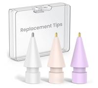 Delidigi Replacement Tips for Apple Pencil 2nd/ 1st Generation, Upgraded Longer Metal Wear-Resistant Pen Like Nibs, Fine Point Precise Control Tips for iPad Pencil Pro/USB C(3 Pack, White+Pink+Purple)