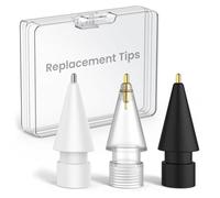 Delidigi Replacement Tips for Apple Pencil 2nd/ 1st Generation, Upgraded Longer Metal Wear-Resistant Pen Like Nibs, Fine Point Precise Control Tips for iPad Pencil Pro/USB C(3 Pack, White+Clear+Black)