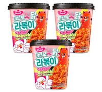 Delief Korean Instant Cup Rabokki Spicy Ramen & Rice Cake Tteokbokki Carbo Hot Chicken Flavour 180g Snacks (Pack of 3)