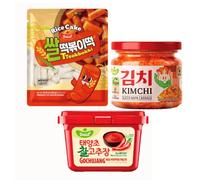 Delief Spicy Kimchi Rice Cake Essential Set - Tteokbokki, Kimchi, and Gochujang Red Pepper Paste (Bundle of 3)
