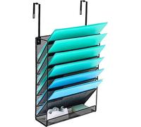 Delifox 7-Compartment Wall Mounted Hanging File Organizer Cubicle Wall File Holder Vertical Document Organizer for Office Home, Black