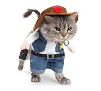 DELIFUR Cat Christmas Costumes,the Cowboy for Party Christmas Special Events Costume,West CowBoy Uniform with Hat, Funny Pet Cowboy Outfit Clothing for Dog Cat(S)