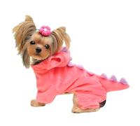 DELIFUR Dinosaur Dog Halloween Costume Pet Dino Hoodie for Small & Medium Dogs(Pink, S)