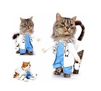 DELIFUR Dog Cat Doctor Costume Pet Doctor Clothing Halloween Jeans Outfit Clothes