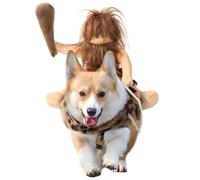 DELIFUR Dog Halloween Costume Funny Dog Cowboy Riding Costumes Pet Cat Suit Primitive ManStyle for Small Medium Large Dogs (Primitive Man,X-Large)