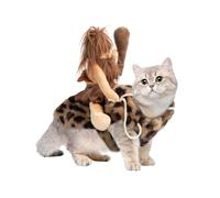 DELIFUR Dog Halloween Costume Funny Dog Cowboy Riding Costumes Pet Cat Suit Primitive ManStyle for Small Medium Large Dogs (Primitive Man,Small)