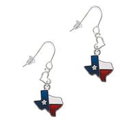 Delight Jewelry Silvertone Translucent Texas - Lone Star Small Heart French Earrings, Enamel Metal, No Gemstone