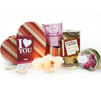 DelightBox Valentine’s Day Luxury Gift Hamper for Her & Him - Chocolate, Gourmet Popcorn, Savoury Snacks & Treat Tin in Heart Gift Box - Romantic Valentine Present