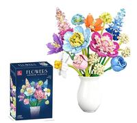 DelightCube Artificial Flower Building Sets, 865 PCS Plants Kit Without Vase, Creative Botanical Collection Blocks,Gift for Girl Friend Women Adults,DIY Toy Flowers Construction Kits