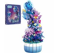 DelightCube Artificial Flower Building Sets,Blue Rose Bontanical Creative Artificial Plants Bricks Home Decor, DIY Toys Gift for Adults Teens Girls