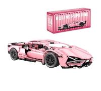 DelightCube Sports Car Building Blocks Set for Lambo, MOC Racing Car Building Kits, Supercar Models for Kids Adult, Toys Gift Construction Vehicle, Compatible with Major Brand Technic (6002pink)