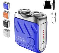 Delightess Shaver for Men, Portable Rotary Dual Ring Electric Shaver, Mini Travel Electric Beard Razor, USB Rechargeable One-Button Long Lasting for Home Travel, Wet and Dry Use (Blue)
