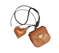 Delightful Coin Pouches Keychain Small Bag Small Wallet Pendant Leather Texture Suitable for Daily Adventures Heart Shape Coin Purse