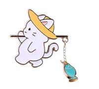 Delightful Kitten Fisherman Pin Sturdy Alloy Jewelry 2 Fish Color Choices Playful Design For Everyday Wear Alloy Fishing Cats Lapel Pin