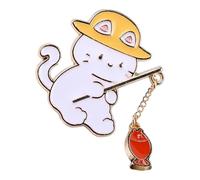 Delightful Kitten Fisherman Pin Sturdy Alloy Jewelry 2 Fish Color Choices Playful Design For Everyday Wear Alloy Fishing Cats Lapel Pin