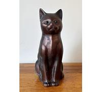 delightful large cast iron sitting cat sculpture for your garden or indoors in a lovely aged bronzed hand finished colour