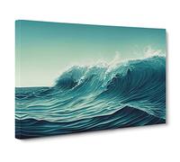 Delightful Ocean Wave Canvas Print | Gallery Wrapped 30mm Frame Wall Art | 30x20 inches | Ready to Hang | Coastal Seascape Picture | Living Room Bedroom Lounge Office