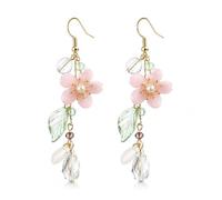 Delightful Pink Enamel Flower Cherry Flower Drop Earrings Elegant Floral Jewelry Accessories Spring Gifts, M, Alloy Steel, No Gemstone