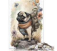 Delightful Pug Dog Puzzle Decompression Toys Paper Rectangular Jigsaw Puzzle for Kids And Adults Age 12 Years Up Easter Gifts 1000pcs (75x50cm)