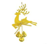 Delightful PVC Elk Ornament with Bell 1Pcs Cute Deer Christmas Tree Decor (Gold)