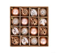 Delightful Rose Gold and Silver Ball Set 16PCS Shiny Decorations for Your Holiday Tree
