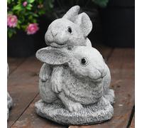 Delightful Twin Bunny Garden Ornament