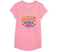 Delightful Vibes Only: Cheerful Positivity for All Ages T-Shirt, Girls, Pink, Medium