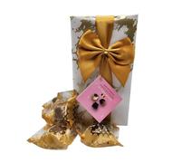 DELIGHTORA Luxury Belgian Chocolate Gift Box (250g) - Elegant White & Gold Wrapped Ballotin with Bow - 16 Assorted Praline Chocolates - Premium Belgian Sweets Gift for All Occasions, Women & Men