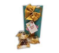 DELIGHTORA Thank You Belgian Chocolate Gift Box (250g) - Luxury Green & Gold Wrapped Ballotin with Bow - 16 Assorted Praline Chocolates - Premium Belgian Sweets Gift to Say Thank You