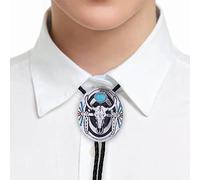 DELIGUO Men's Bolo Tie - Turquoise Cow Head Pendant Western Cowboy Necktie, Male And Female Costume Accessories For Party Suits Anniversary Jacket Prom,Colorful,One Size