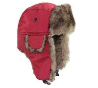 DELIMALI Winter Warm Fur Trapper Hat Washable Hunting hat Windproof Trooper Aviator Earflap Eskimo Hat for Men and Women (Red, One Size)