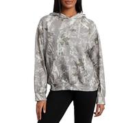 DELIMALI Women Camo Hoodie Pullover Sweatshirt Maple-Leaf Print Oversized Tops Long Sleeve Hooded Blouse with Pocket (A-Khaki, L)