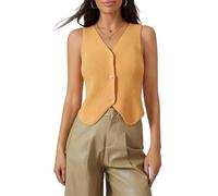 DELIMALI Women Knit Vest Top Y2k V Neck Sleeveless Button Up Crochet Going Out Tops Sweater Vest Tank Tops Cardigan Waistcoat (A-Yellow, S)