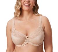DELIMIRA Women's Beauty Lace Non Padded Minimiser Full Figure Underwire Bra Beige 44H
