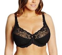 Delimira Women's Beauty Lace Non Padded Minimiser Full Figure Underwire Bra Black 36I