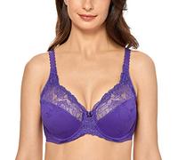 Delimira Women's Beauty Lace Non Padded Minimiser Full Figure Underwire Bra Dark Purple 46G