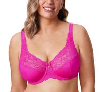 DELIMIRA Women's Beauty Lace Non Padded Minimiser Full Figure Underwire Bra Glitter Pink 48F