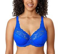 Delimira Women's Beauty Lace Non Padded Minimiser Full Figure Underwire Bra Sky Blue 38J
