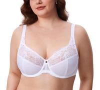 Delimira Women's Beauty Lace Non Padded Minimiser Full Figure Underwire Bra White 38J