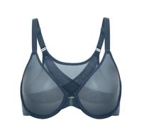 Delimira Women's Cosnufy Front Fastening Bras Posture Sheer Mesh Seamless Plus Size Unlined Underwire Bra Sargasso 34DD