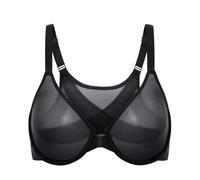 Delimira Women's Cosnufy Front Fastening Bras Posture Sheer Mesh Seamless Plus Size Unlined Underwire Bra Black 42F