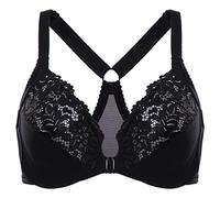 Delimira Women's Front Fastening Bra Racer Back Lace Plus Size Non Padded Underwired Black 38E